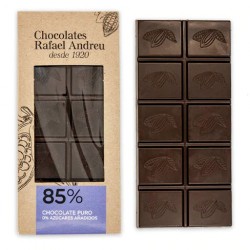 Tablette chocolat à 85 % de cacao sans sucre ajouté