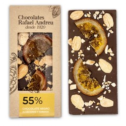 Tablette chocolat 55 % cacao aux amandes et à l'orange